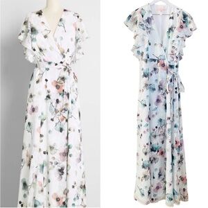 Hutch pastel floral wrap maxi dress